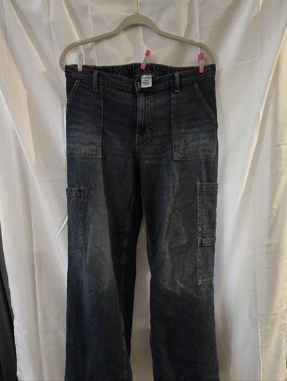Casual Dark Indigo Denim Cargo Jeans